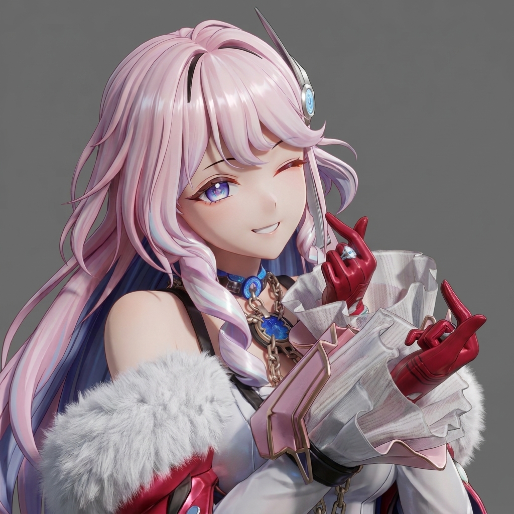 将上传的角色转换成类似《明日方舟：終末地》（
Arknights: Endfield)局内真实截图风格的图像:
-角色整体为3D实时渲染风格（高质量PBR 材质、法
线贴图、动态光照、环境阴影），面部和身体体积感、
细节光影符合《明日方舟:終末地》(Arknights:
Endfield)游戏内渲染风格;
-面部风格像游戏内模型：立体面部体积、自然光影过渡、清晰光泽与皮肤质感，使其看起来像局内角色模型
（非平面插画》；
- 建模风格贴近《明日方舟:終末地》(Arknights:
Endfield)角色三维造型：清晰可见的材质层级、装备结
构与服饰纹理；
-保留原角色的视觉设计与细节，但渲染风格、光照与
面部表现与游戏一致；
-背景为简单的灰色背景
-输出清晰、锐利、高清，如真实游戏截图。